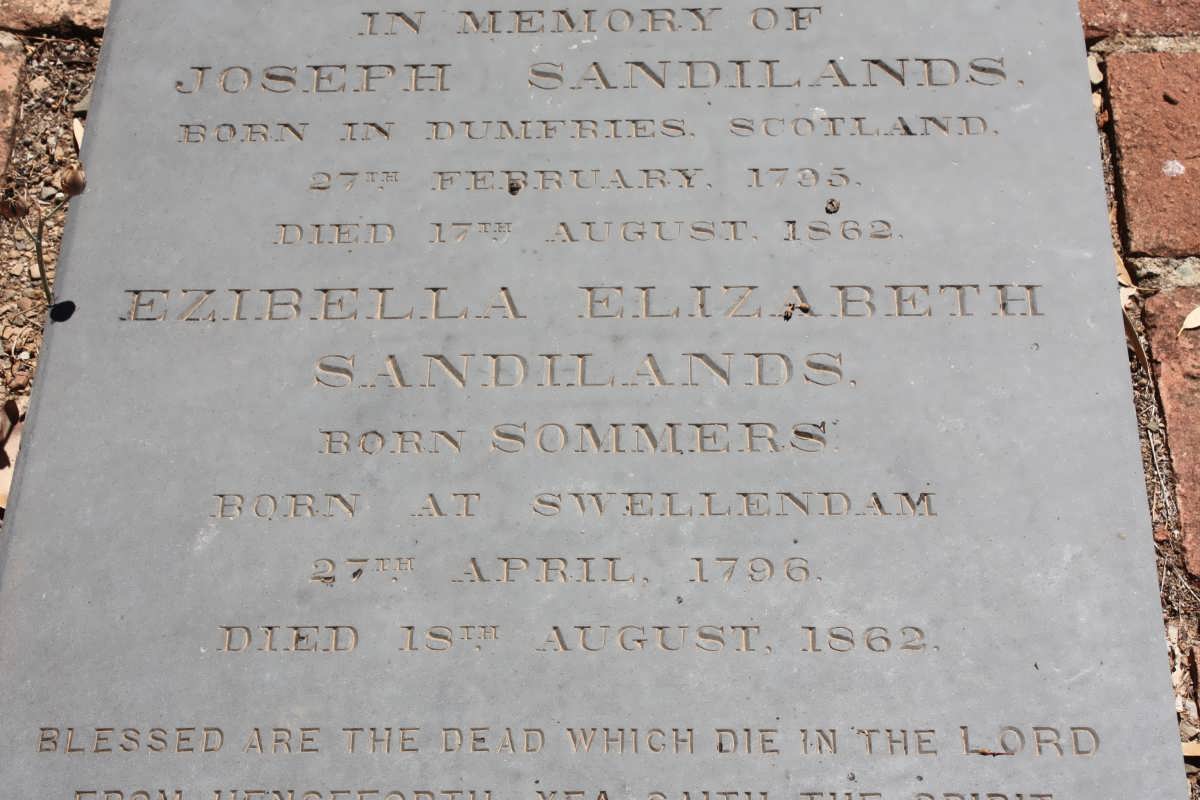 SANDILANDS Joseph 1795-1862 & Ezibella Elizabeth SOMMERS 1796-1862