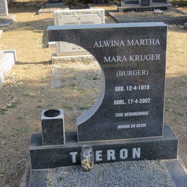 THERON Carel Johannes 1915-1967 &amp; Alwina Martha Mara Kruger BURGER 1919-2007