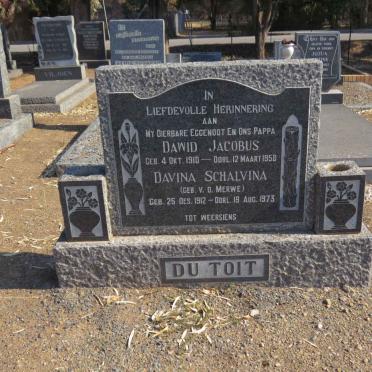 TOIT Dawid Jacobus, du 1910-1958 &amp; Davina Schalvina V.D. MERWE 1912-1973