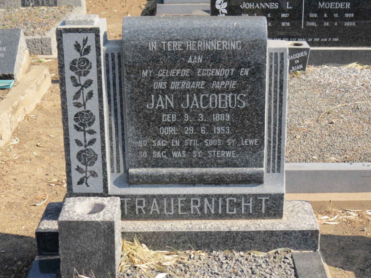 TRAUERNICHT Jan Jacobus 1889-1953 & Susarah Elizabeth 1882-1958