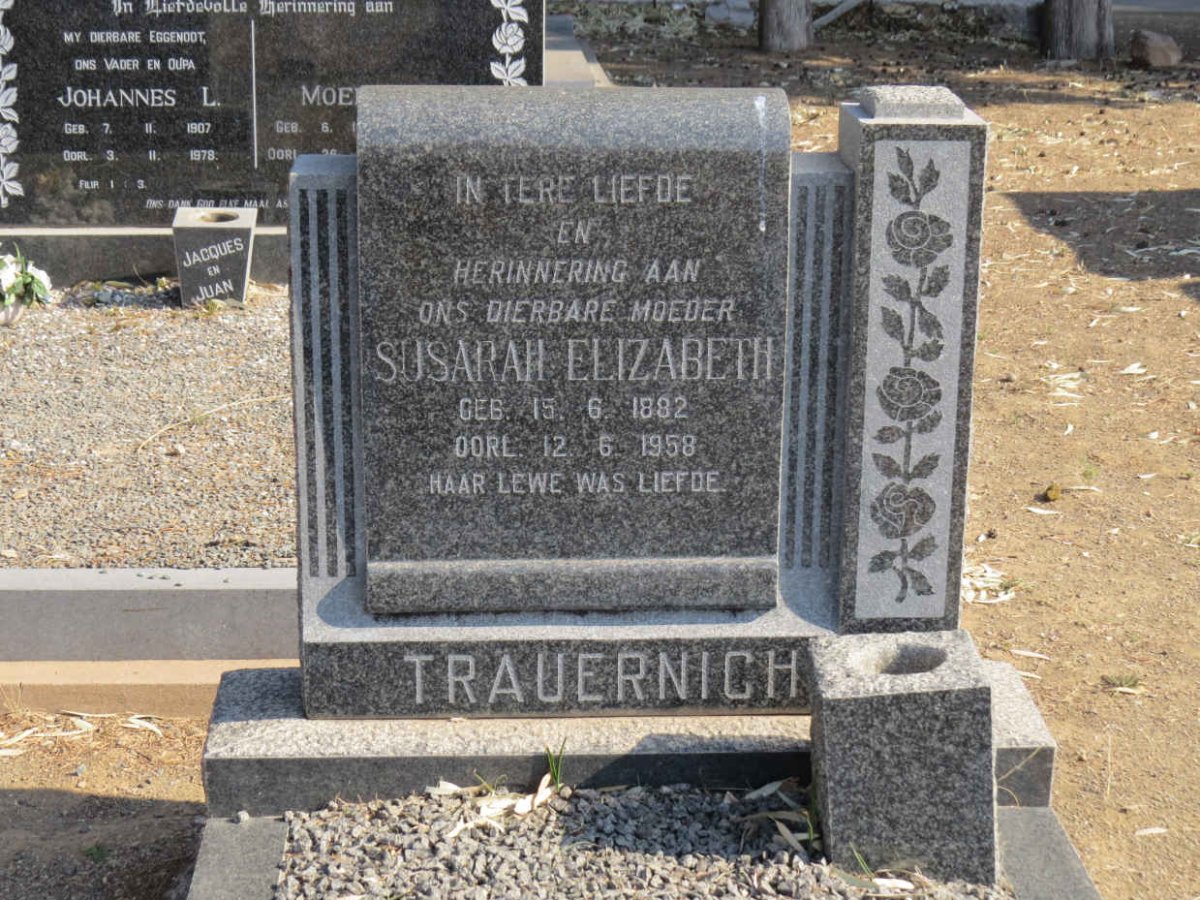 TRAUERNICHT Jan Jacobus 1889-1953 & Susarah Elizabeth 1882-1958