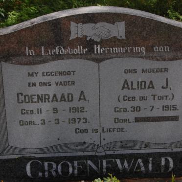 GROENEWALD Coenraad A. 1912-1973 &amp; Alida J. DU TOIT 1915-