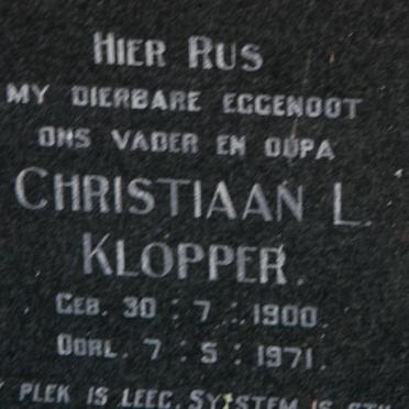 KLOPPER Christiaan L. 1900-1971
