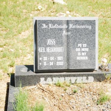 LANGEVELD Joss nee HECKROODT 1921-2002