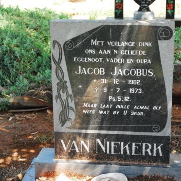 NIEKERK Jacob Jacobus, van 1902-1973