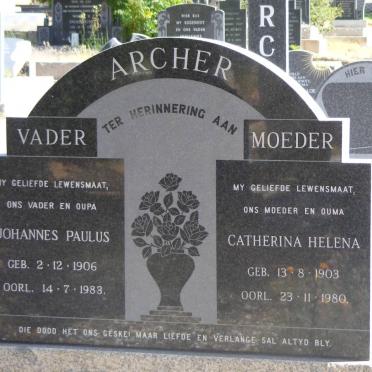 ARCHER Johannes Paulus 1906-1983 &amp; Catherina Helena 1903-1980