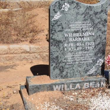 BEAN Wilhelmina Barbara 1923-1997