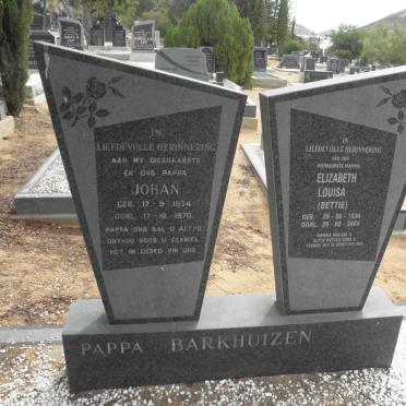 BARKHUIZEN Johan 1934-1970 &amp; Elizabeth Louisa 1936-2003