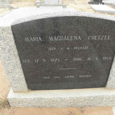 COETZEE Maria Magdalena nee V.D. HEEVER 1875-1959