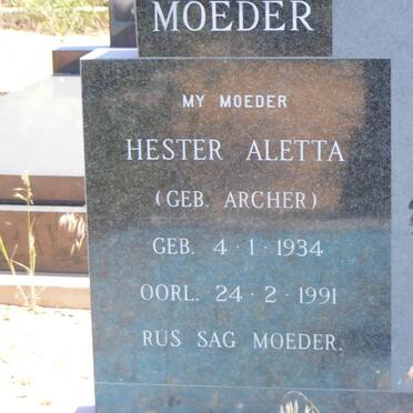 COETZEE  Hester Aletta nee ARCHER 1934-1991