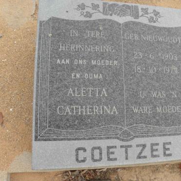 COETZEE Aletta Catherina nee NIEUWOUDT 1903-1977