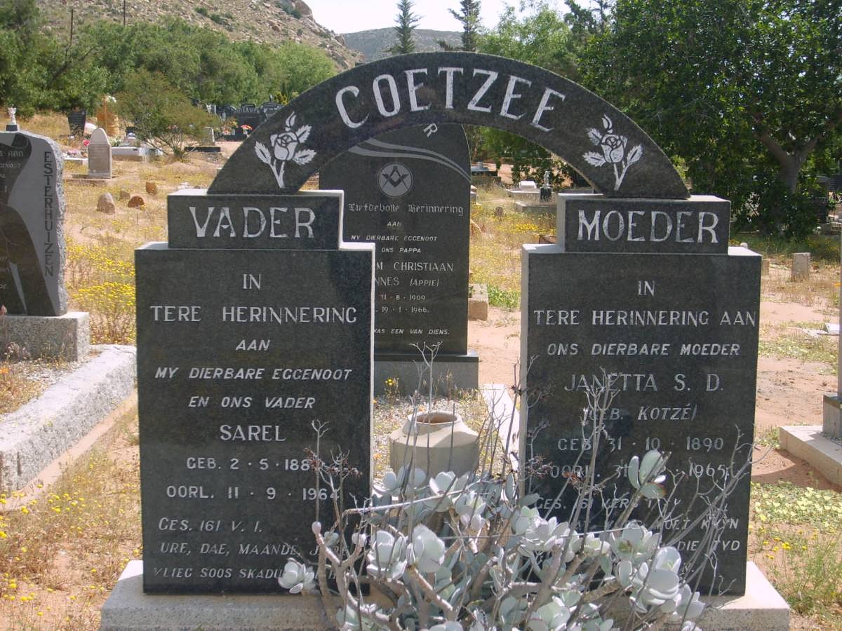 COETZEE Sarel 1888-1964 & Janetta S.D. KOTZÉ 1890-1965