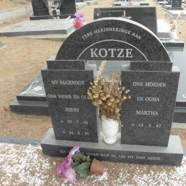 KOTZE Jerry 1942-1995 &amp; Martha 1947-