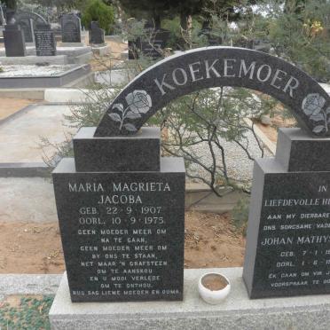 KOEKEMOER Johan Mathys Adam 1903-1969 &amp; Maria Magrieta Jacoba 1907-1975