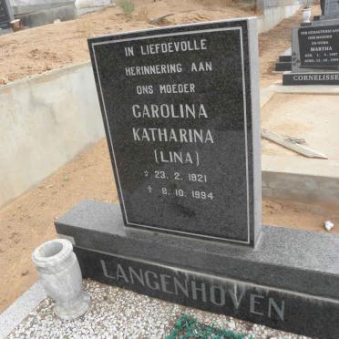 LANGENHOVEN Carolina Katharina 1921-1994