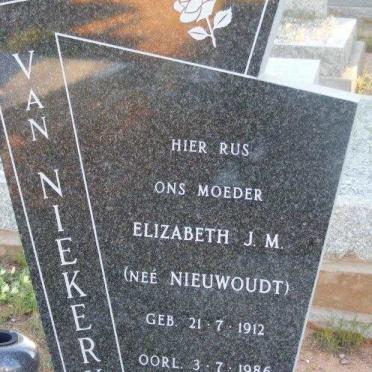 NIEKERK Elizabeth J.M., van nee NIEUWOUDT 1912-1986