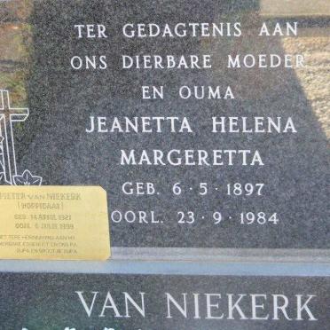 NIEKERK Pieter, van 1921-1999 &amp; Jeanetta Helena Margeretta 1897-1984