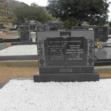 STONE Sarel Jan 1911-1992 &amp; Johanna Aletta COETZEE 1919-2009