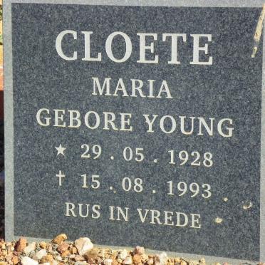 CLOETE Maria nee YOUNG 1928-1993