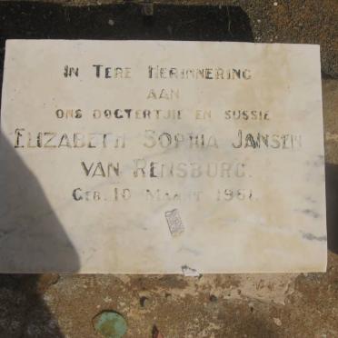 RENSBURG Elizabeth Sophia, Jansen van 1961-