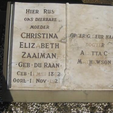 ZAAIMAN Mattheus 1858-1944 &amp; Christina Elizabeth du RAAN 1862-1921