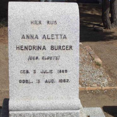BURGER Anna Aletta Hendrina nee CLOETE 1869-1962