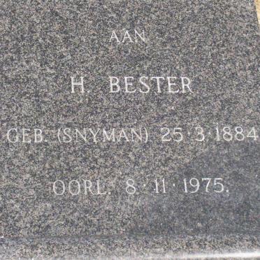 BESTER H. nee SNYMAN 1884-1975