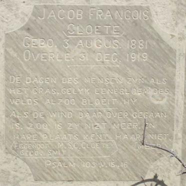 CLOETE Jacob Francois 1881-1919