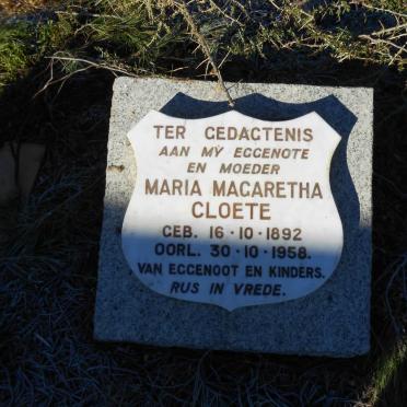 CLOETE Maria Magaretha 1892-1958