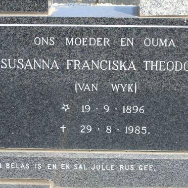 CLOETE Susanna Franciska Theodora nee VAN WYK 1896-1985
