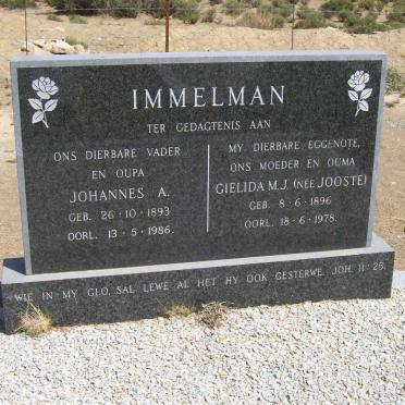 IMMELMAN Johannes A. 1893-1986 &amp; Gielida M.J. JOOSTE 1896-1978