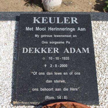 KEULER Dekker Adam 1935-2000