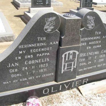 OLIVIER Jan Cornelis 1923-1971 &amp; Rolene CARR 1935-2001