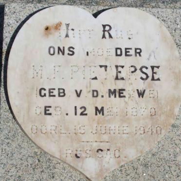PIETERSE M.F. nee V.D. MERWE 1870-1940