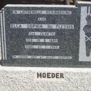 PLESSIS Ella Sophia, du nee CLOETE 1889-1960