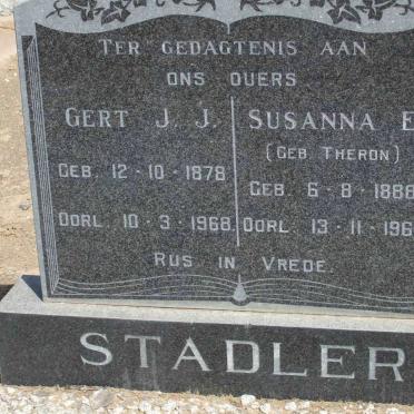 STADLER Gert J.J. 1879-1968 &amp; Susanna E. THERON 1888-1968