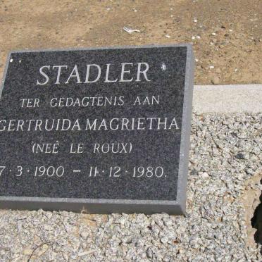 STADLER Gertruida Margrietha nee LE ROUX 1900-1980