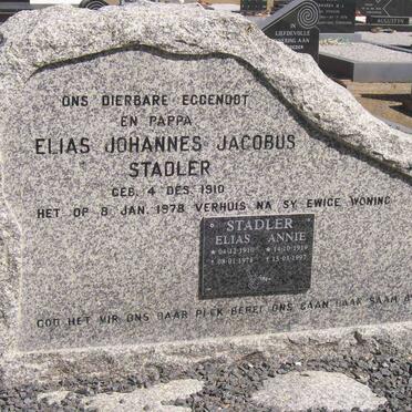 STADLER Elias Johannes Jacobus 1910-1978 :: STADLER Annie 1919-1997