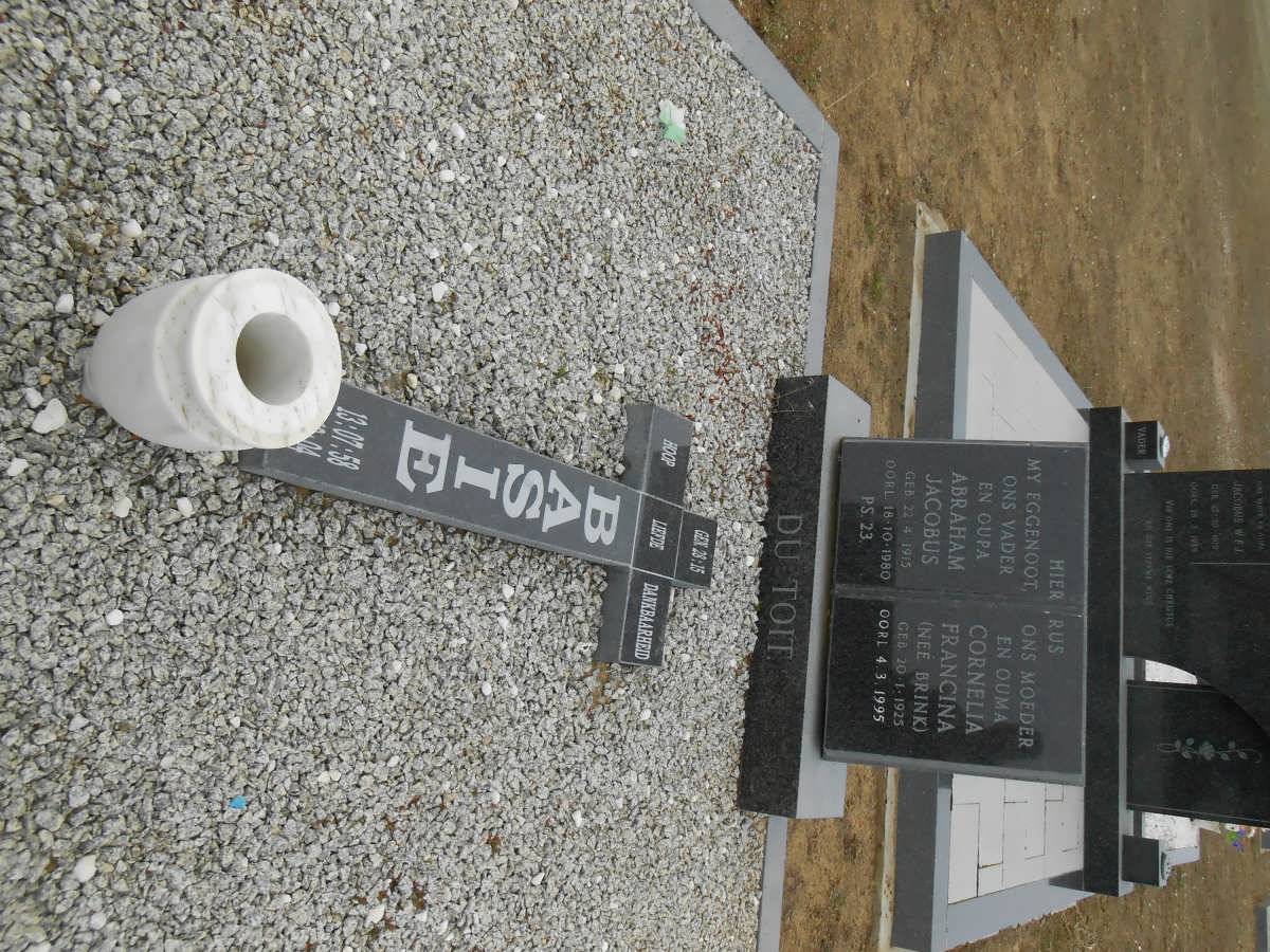 TOIT Abraham Jacobus, du 1915-1980 & Cornelia Francina BRINK 1925-1995 :: DU TOIT Basie 1958-2004