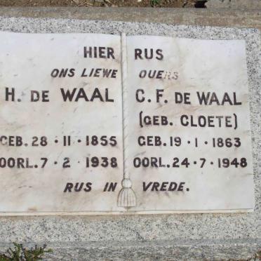 WAAL H., de 1855-1938 &amp; C.F. CLOETE 1863-1948