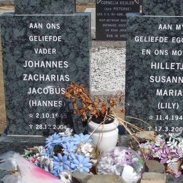 ? Johannes Zacharias Jacobus 1945-2004  &amp; Hilletje Susanna Maria 1945-2001