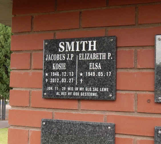 SMITH Jacobus J.P. 1946-2012 & Elizabeth P. 1949-