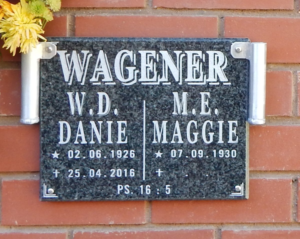 WAGENER W.D. 1926-2016 &amp; M.E. 1930-