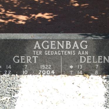 AGENBAG Gert 1922-2004 &amp; Delene 1925-1991