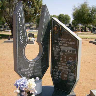 ALLISON Alfred Walter 1927-1995 &amp; Anna Johanna Maria 1940-