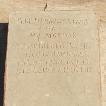 BEKKER Susanna M.M. nee WOLMARANS
