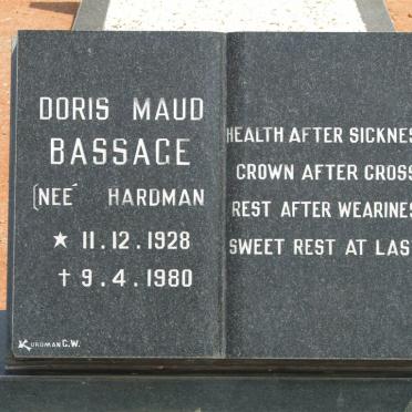 BASSAGE Doris Maud nee HARDMAN 1928-1980