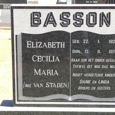 BASSON Elizabeth Cecilia Maria nee VAN STADEN 1922-1978