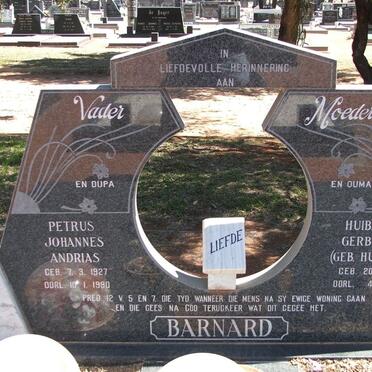 BARNARD Petrus Johannes Andrias 1927-1990 &amp; Huibrecht Gerbrecht HUYSAMEN 1932-1998