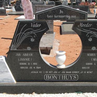 BONTHUYS Jan Abram 1935-1984 &amp; Maria Cathrina 1939-